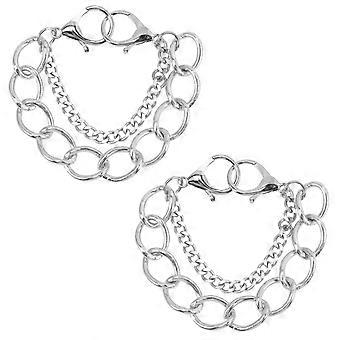 Silver Punk Shoe Charms Metal Shoe Chain for Decor 6Pcs Pack