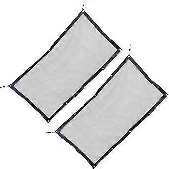 Pet Safety Gate 115x62cm in Black Nylon Mesh, 2pcs, Stable Installation