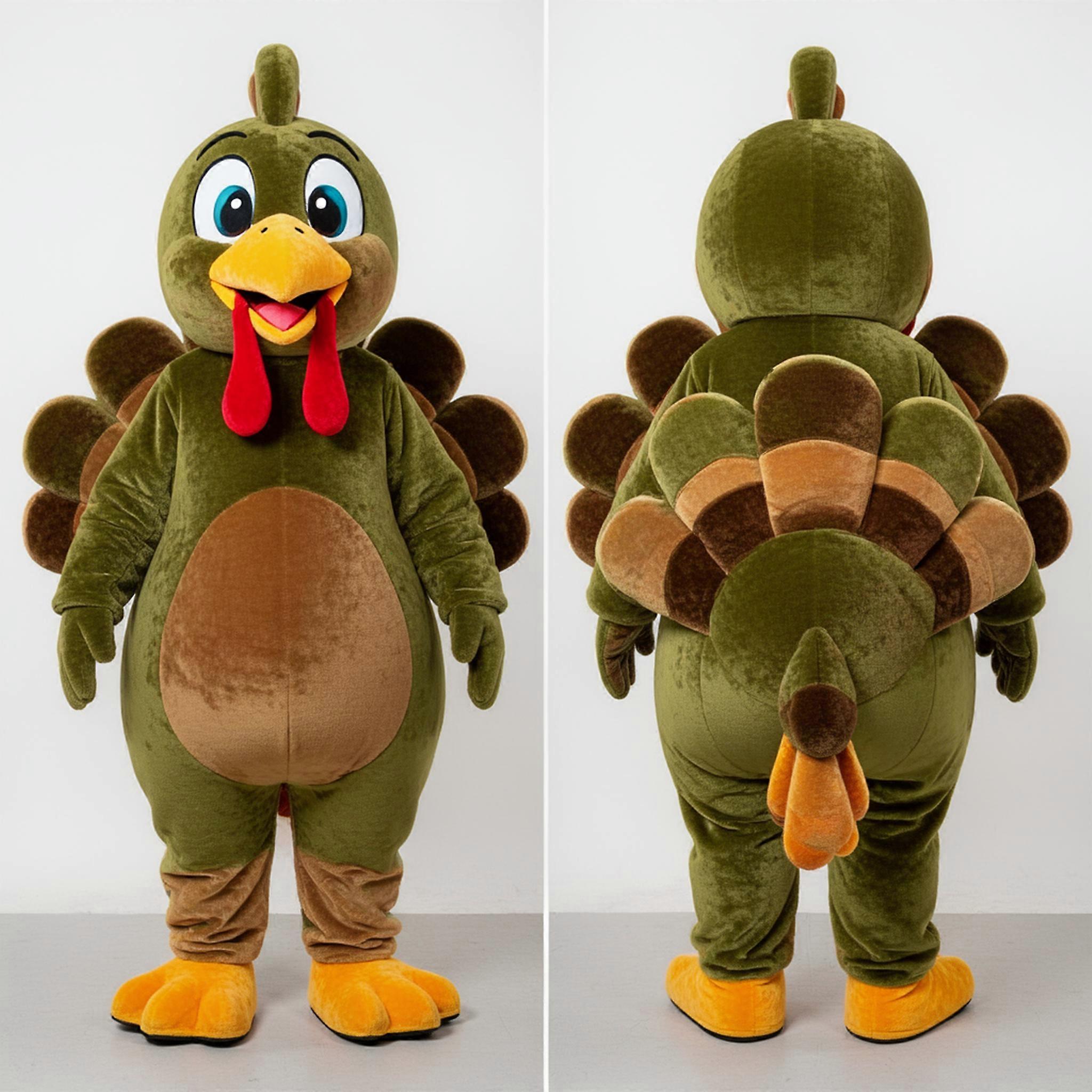 MASTICOT Olive Brown Cartoon Turkey Mascot
