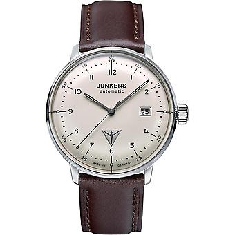 Junkers Bauhaus automatische Analog Herrenuhr mit Kuhfell Armband 6056-5