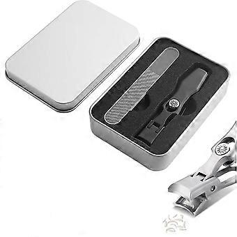 Wide Jaw Stainless Steel Toenail Clippers for Thick Nails with AntiSplash Catcher Black