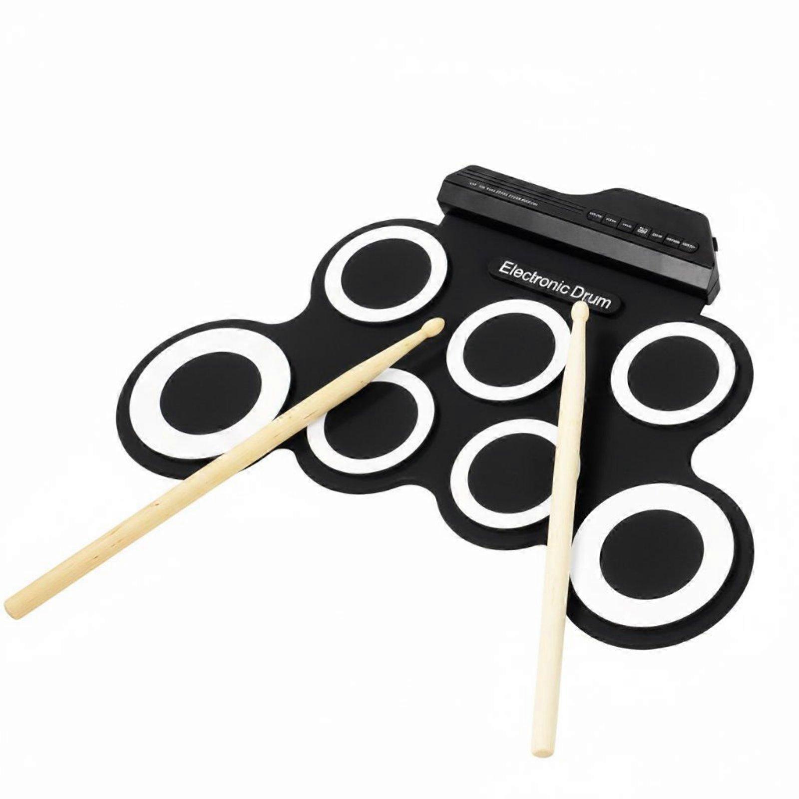 Silicone Electronic Drum Pad Foldable Roll up Drum Pad Headphone Jack for