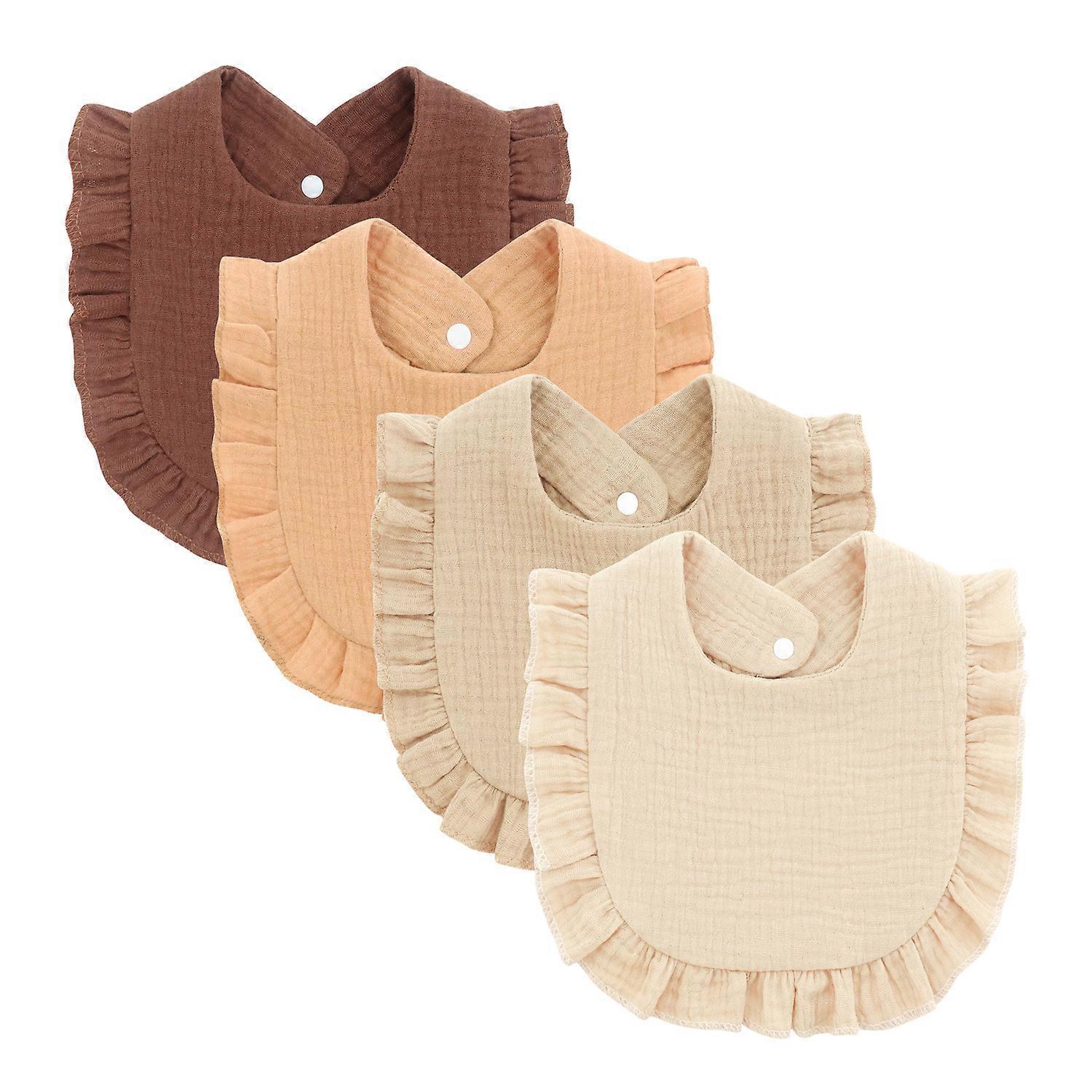 Double-Layer Ruffled Muslin Bibs