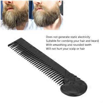 Pocket Beard Comb Zinc Alloy Skull Pattern Hair Styling Mustache Shaping Oil Hair Comb Black