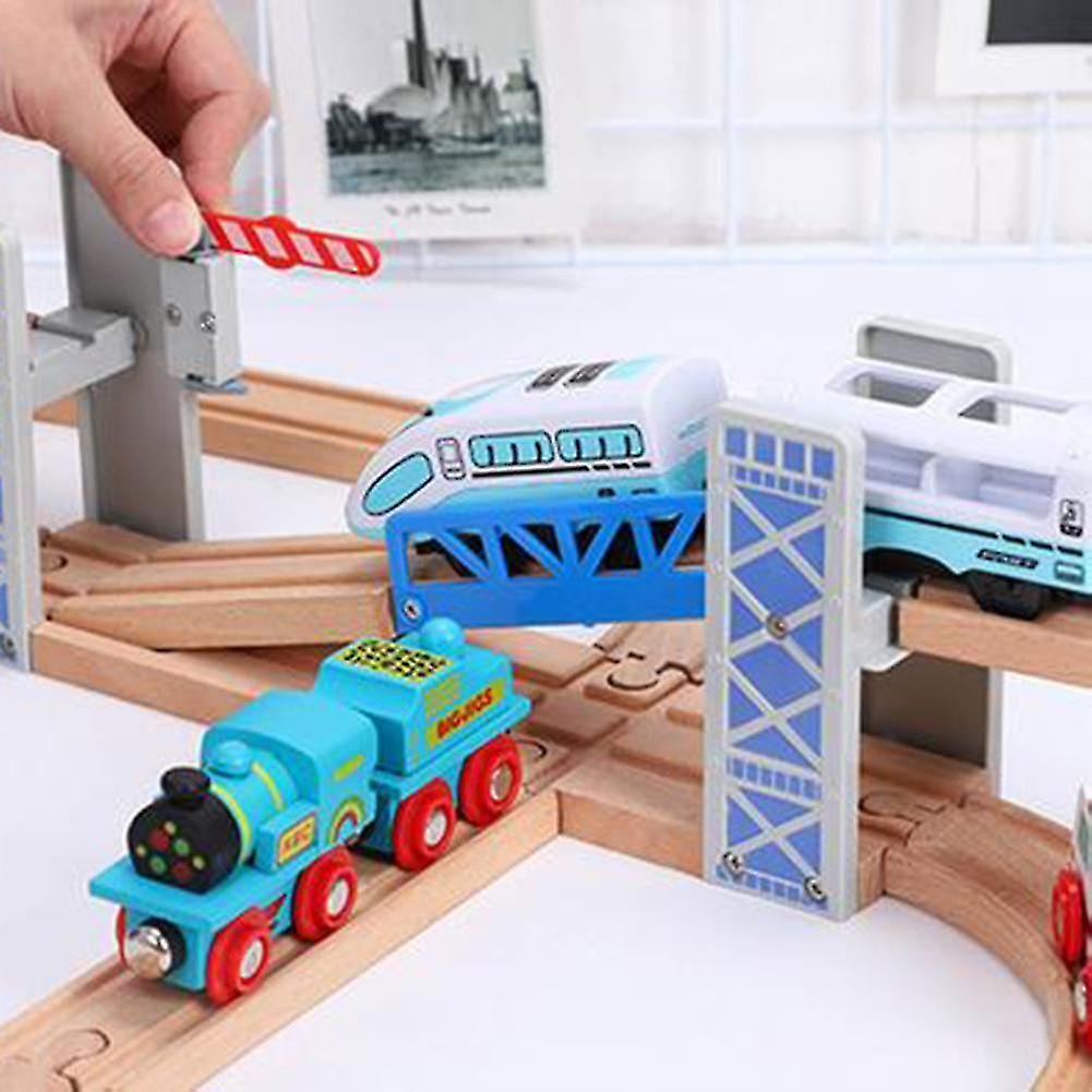 Wooden Double Deck Bridge Overpass Toy Train Tracks Railway Accessory.