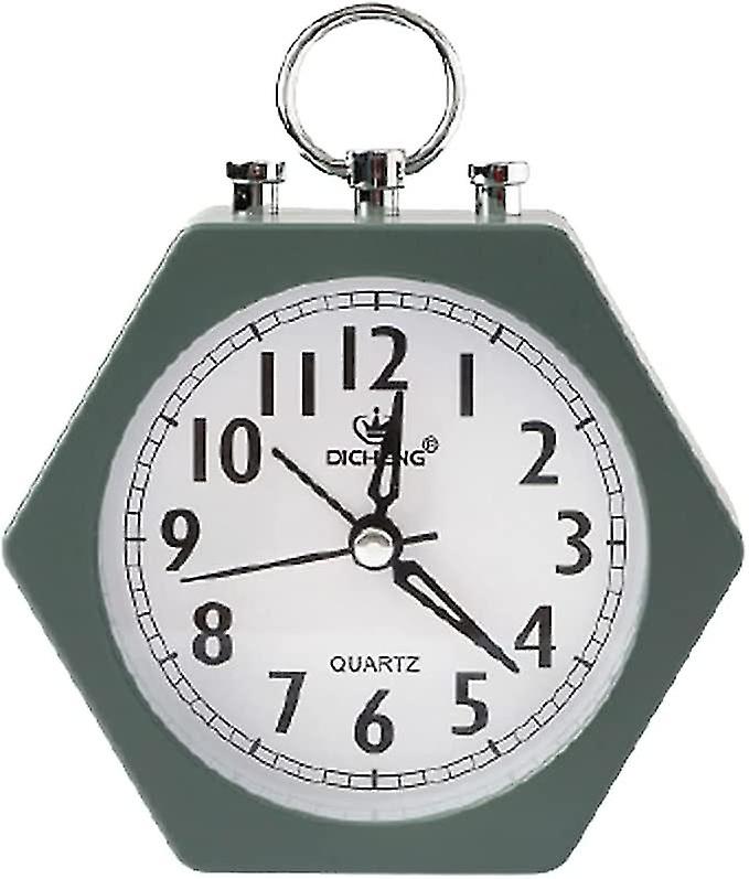 Small Table Clocks Decorative Analog Alarm Clock Hexagon Bedside Table Clock Green A