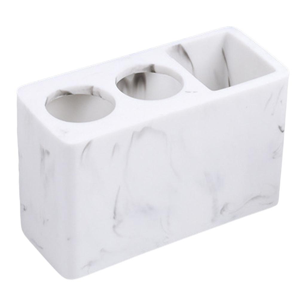 Desktop Toothbrush Holder Toothpaste Holder Organization Vanity Accents white