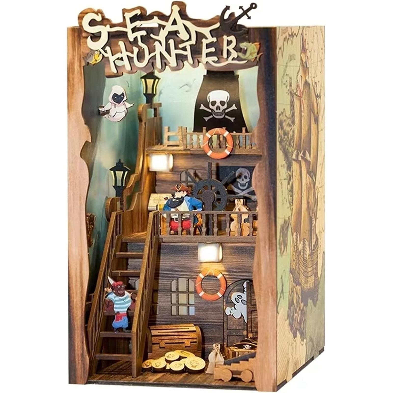 DIY Book Nook Kit 3D Wooden Book Model Puzzle Building Kit Bookshelf Insert Decor Home Table Ornament