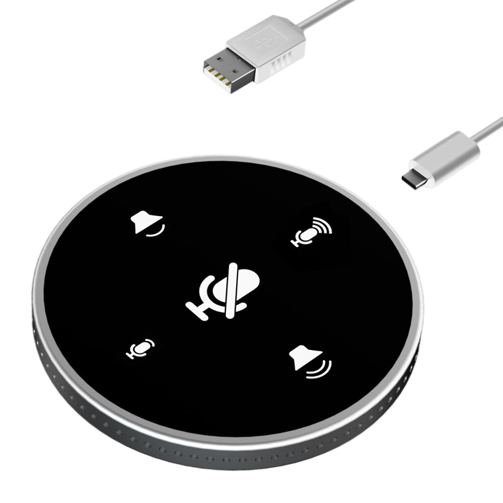 USB Conference Microphone w/Speaker Mic w/ Mute for Desktop Computer White