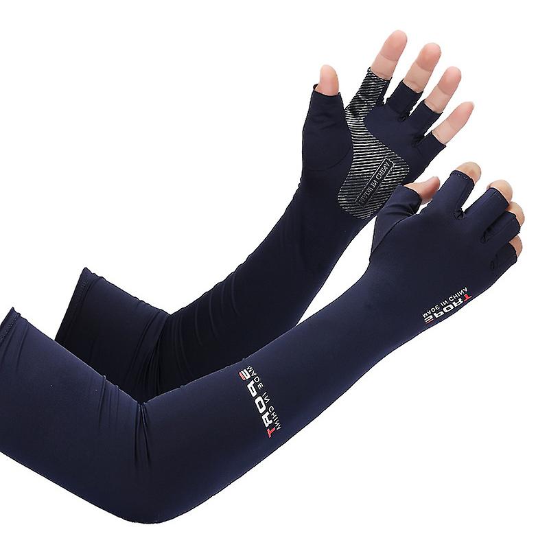 1pair Arm Sleeves Cycling Fishing Uv Protection Ice Sleeves With 5-finger Cuff