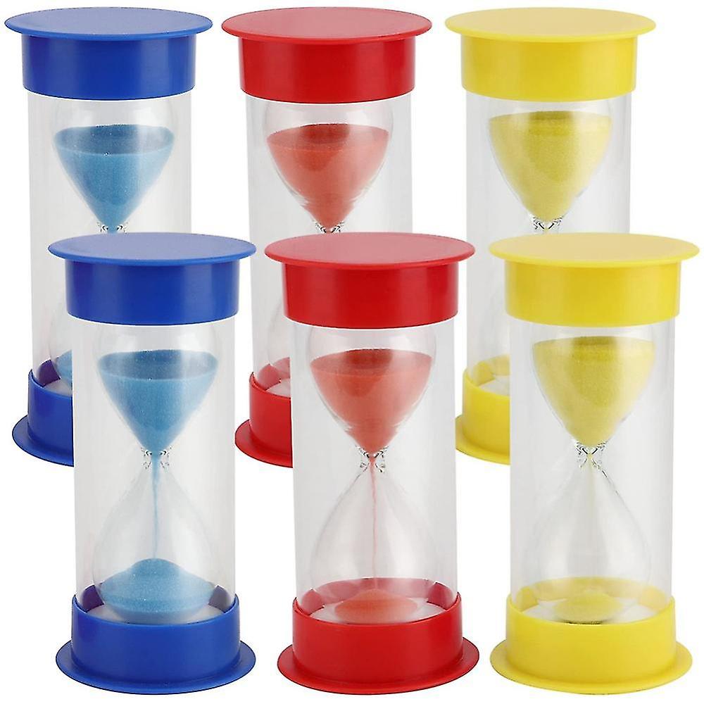 6pcs Sand Timer Set, 1min / 3mins / 5mins Colorful Sandglass Timer, Assorted Colors Plastic Hourgla