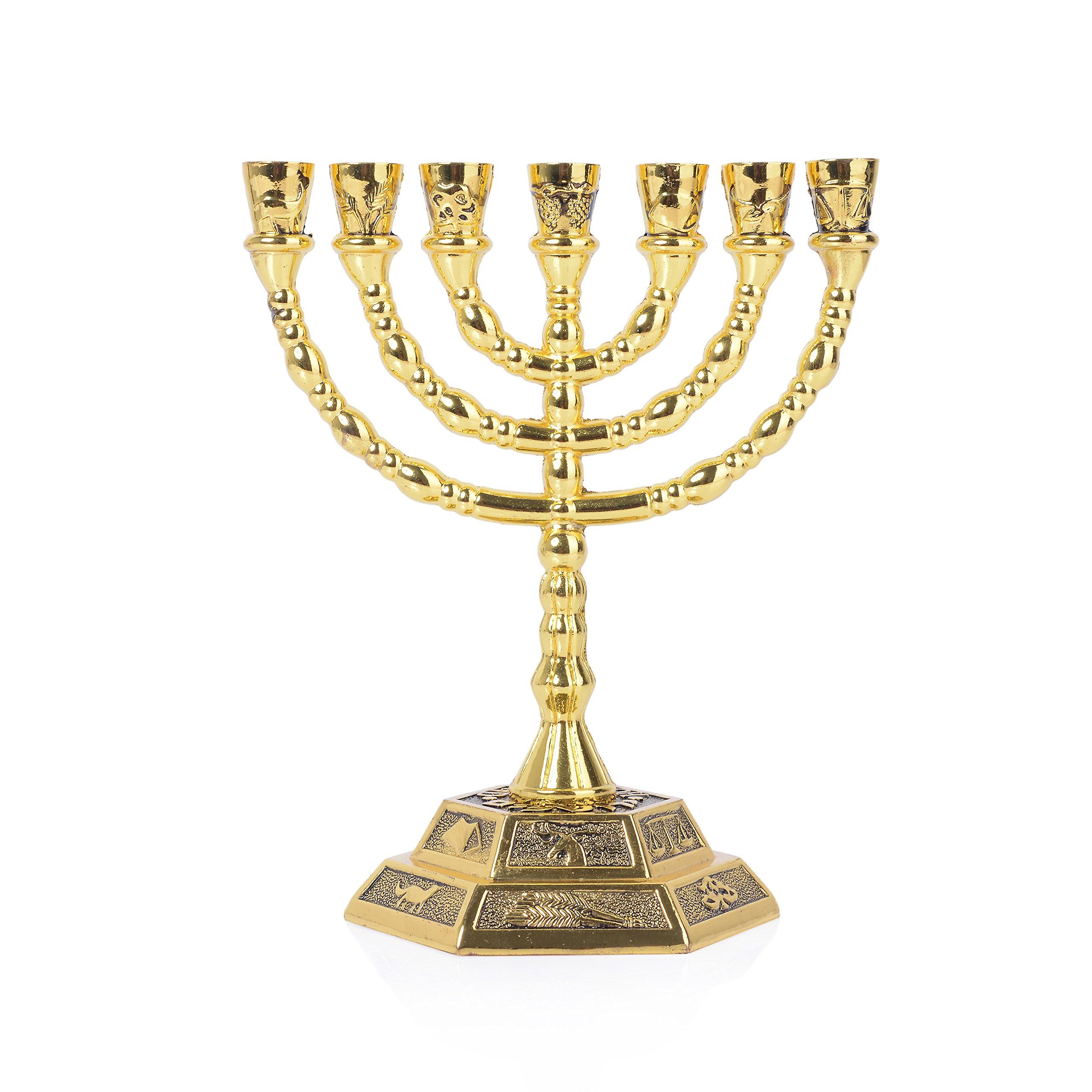 Gold Menorah for Hanukkah Celebration 8 Inches