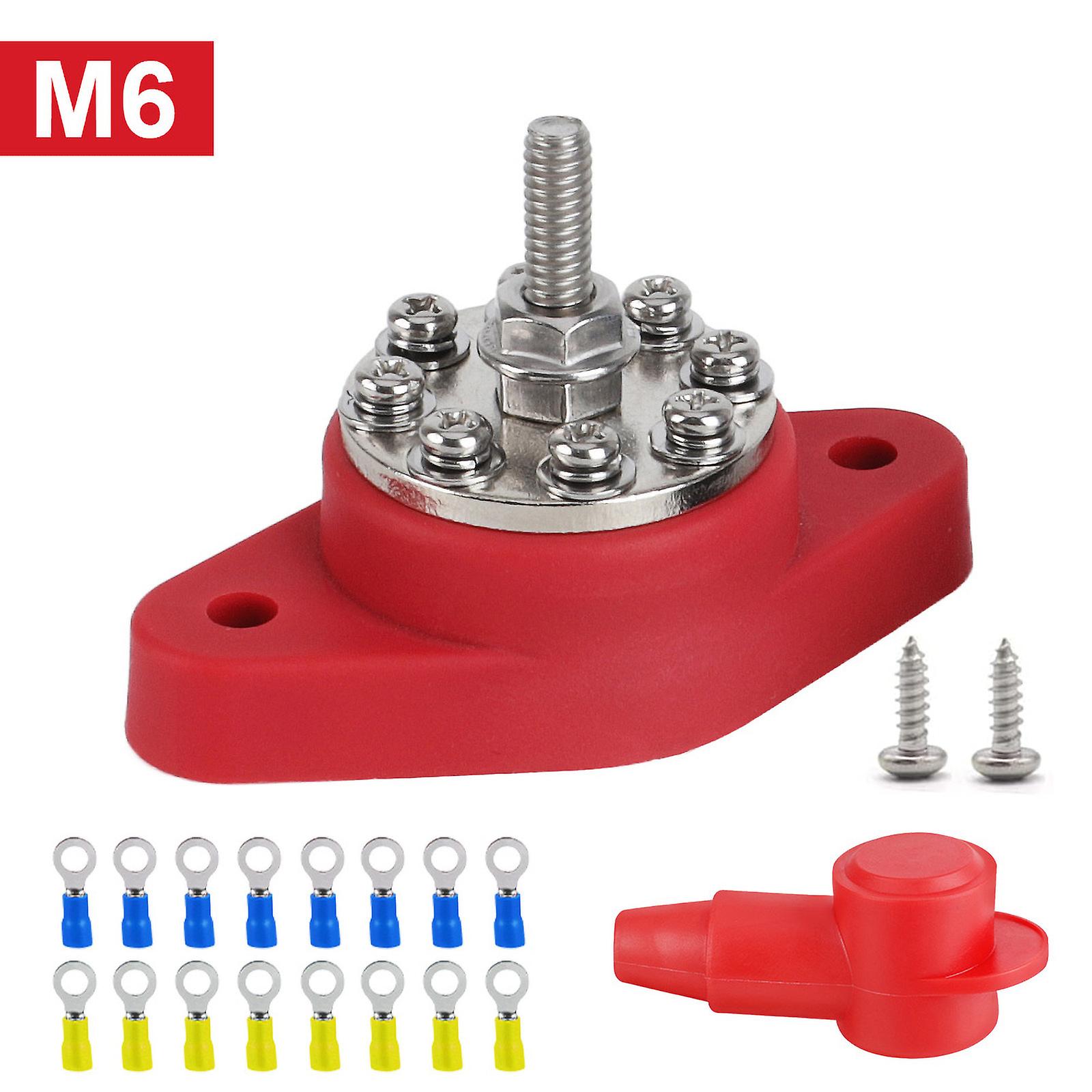 12v Battery Terminal Block Stud With Protector M10 M8 M6 Bus Bar Electrical Connector For Truck Rv Boat Camper Car