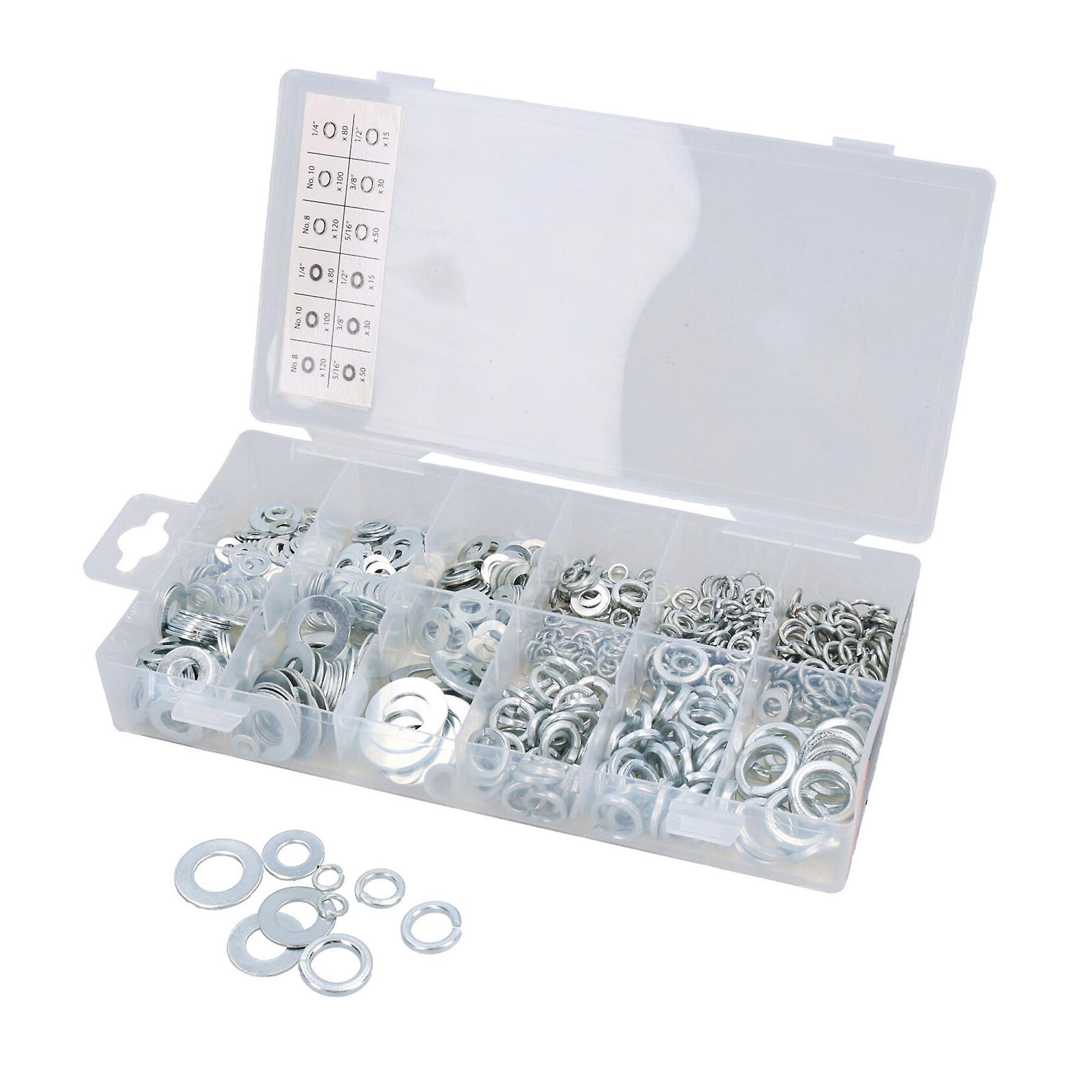 Assorted Flat and Spring Washer Assortment Set Metric + Imperial 790pc Kit