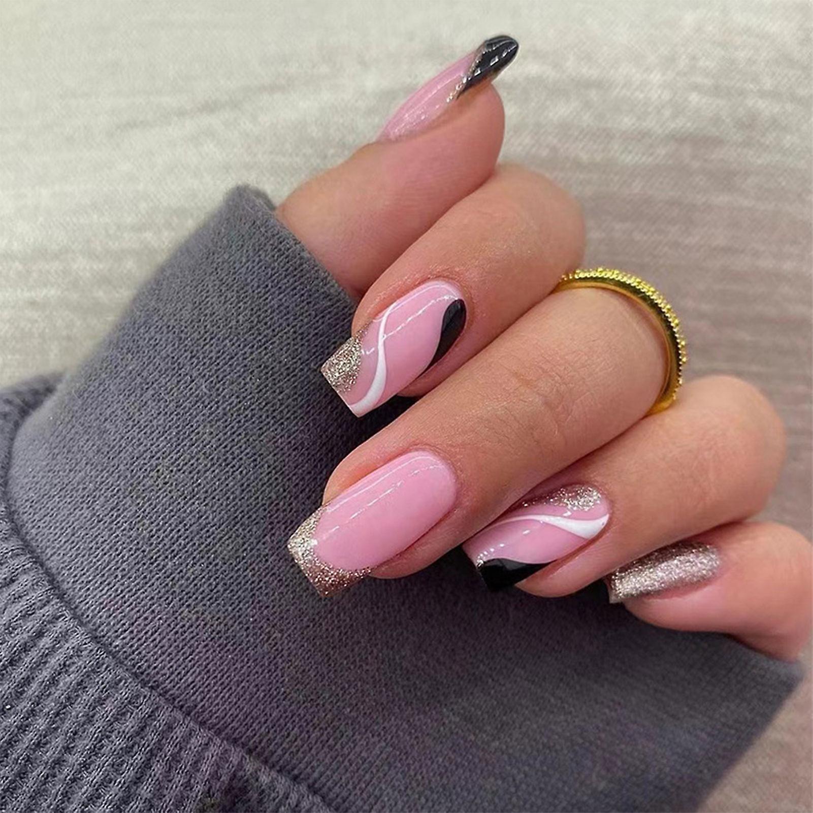 Gold Powder Glitter False Nails 12 Different Sizes Basically Meet Needs
