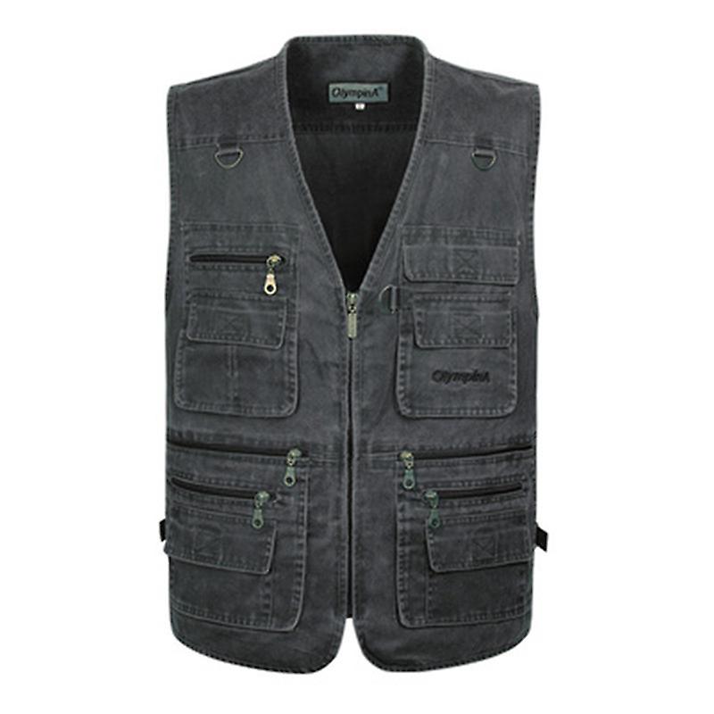 New Male Casual Summer Big Size Cotton Sleeveless Vest With Many Pockets Men Multi Pocket Photograph Waistcoat