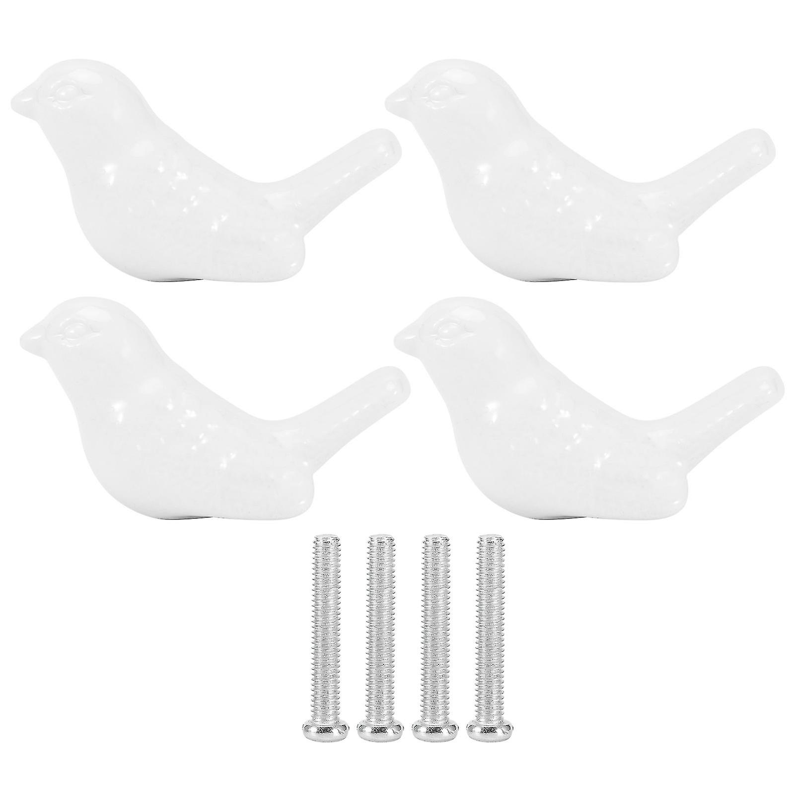 4 Set Bird Shape Ceramic Knobs DIY Door Drawer Cupboard Pull Handle Furniture AccessoriesWhite