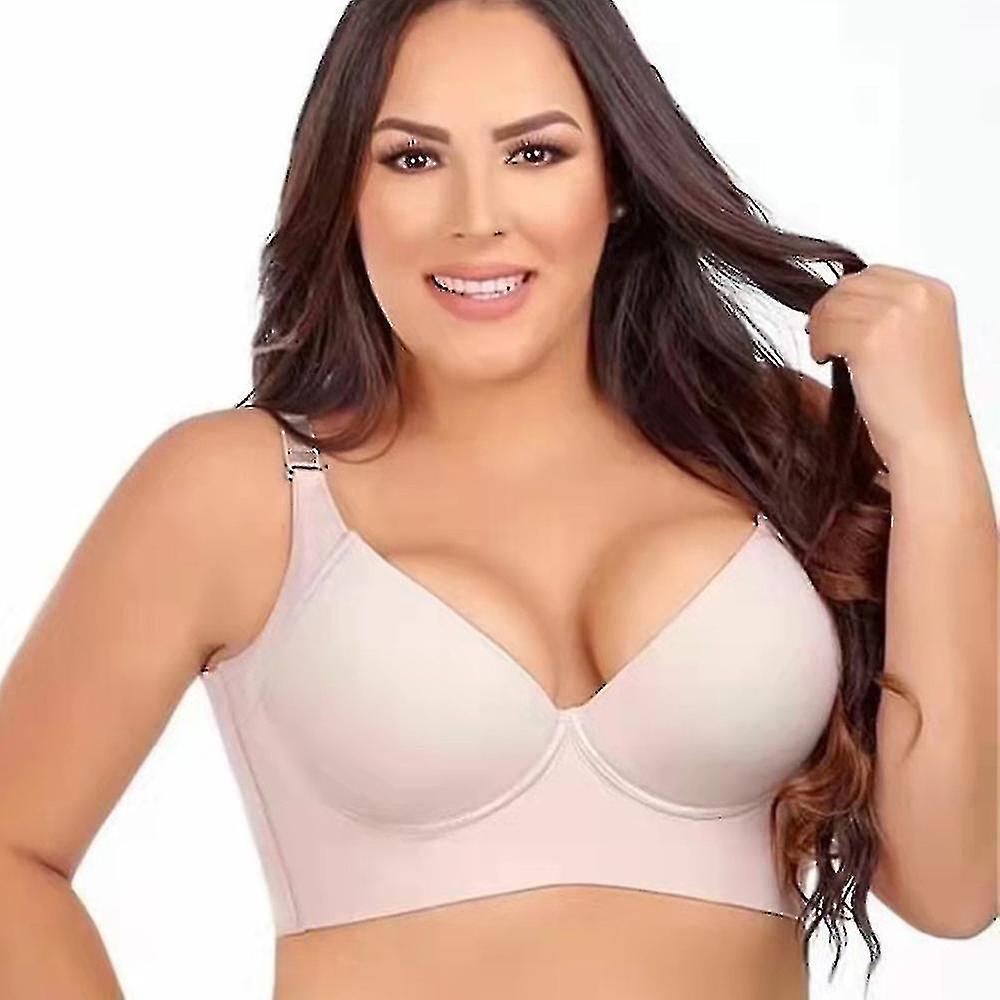 Women Deep Cup Bra Hide Back Fat Full-back Coverage Push Up Sports Bras