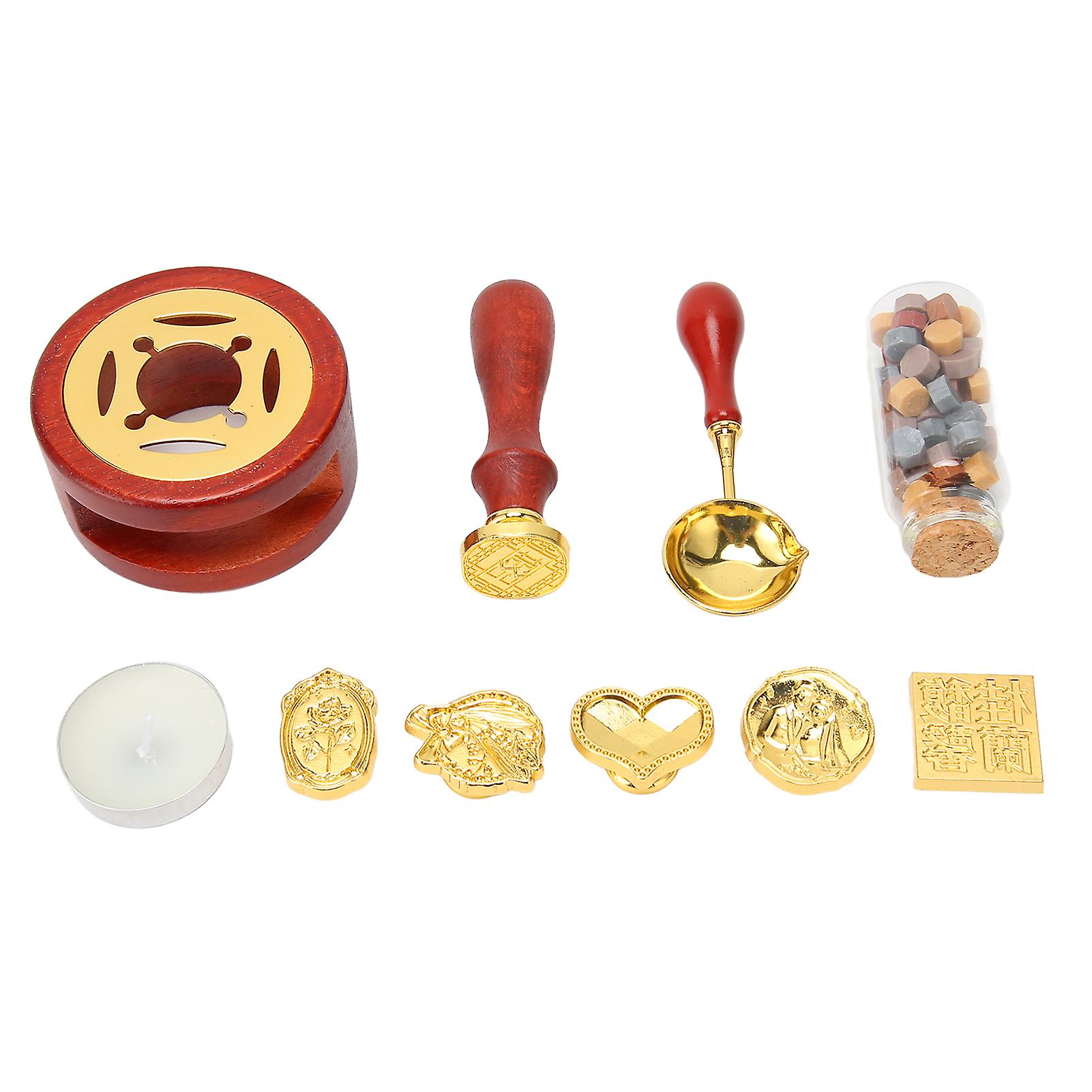 Create Lasting Impressions with Wax Sealing Stamp Kit - Includes 5 Replaceable Stamp Heads and Wax Warmer for Letters and Postcards