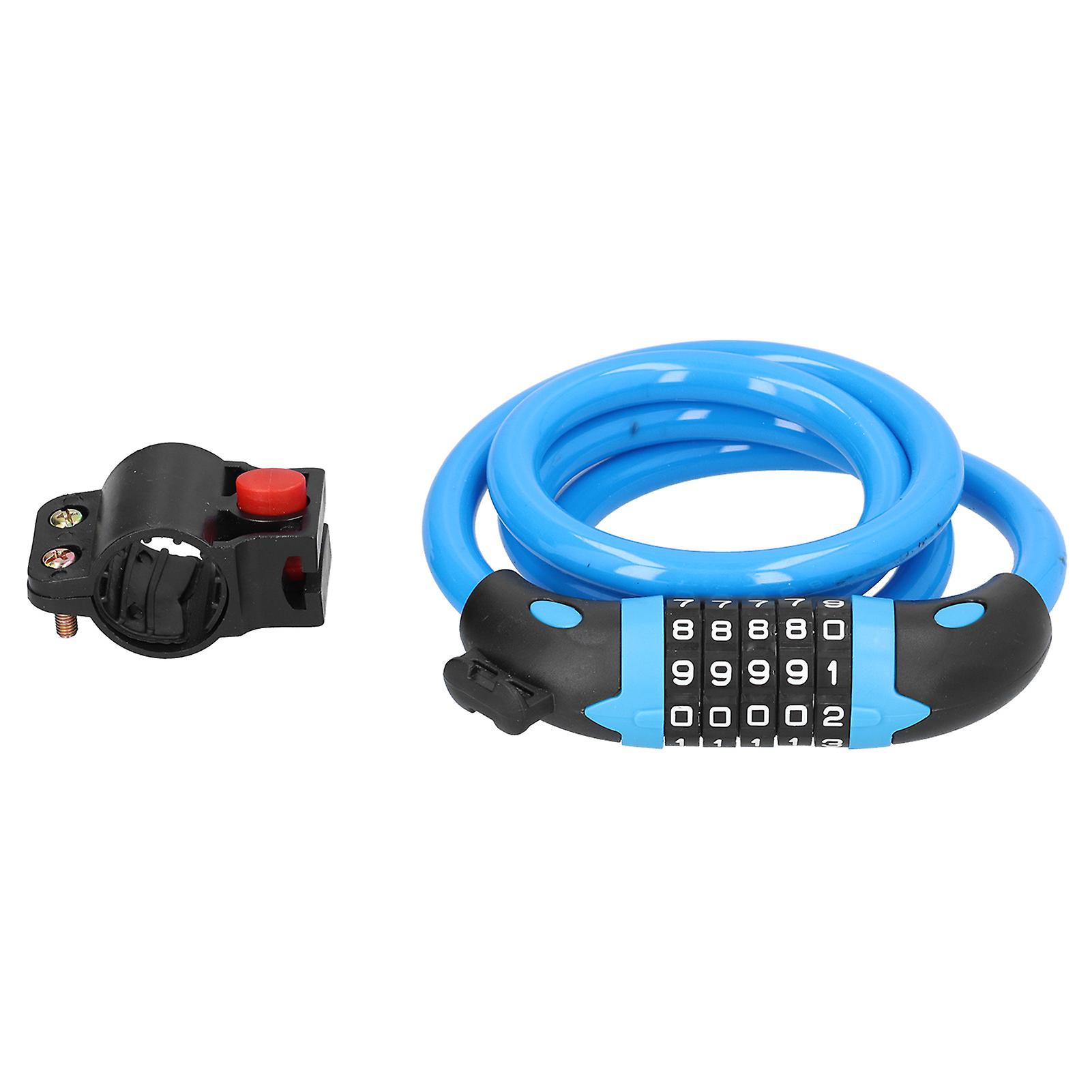 Bicycle Password Lock 5Digit Code Combination Lock Bike Security Antitheft Ring Lock(Blue )