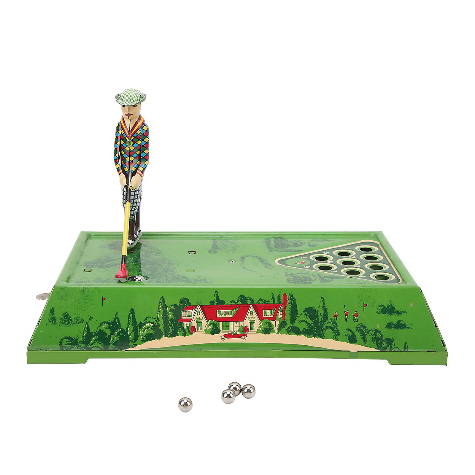 Retro Wind-Up Tinplate Golf Toy with Steel Balls - Fun Indoor Game for Holidays & Birthdays