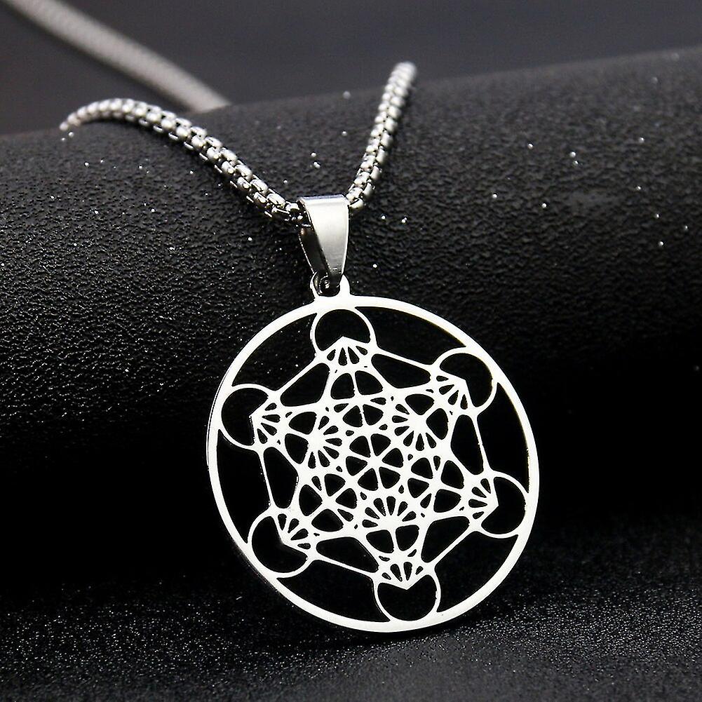 TEAMER Archangel Metatron Cube Keyring – Stainless Steel Sacred Geometry Pendant, Spiritual Gift