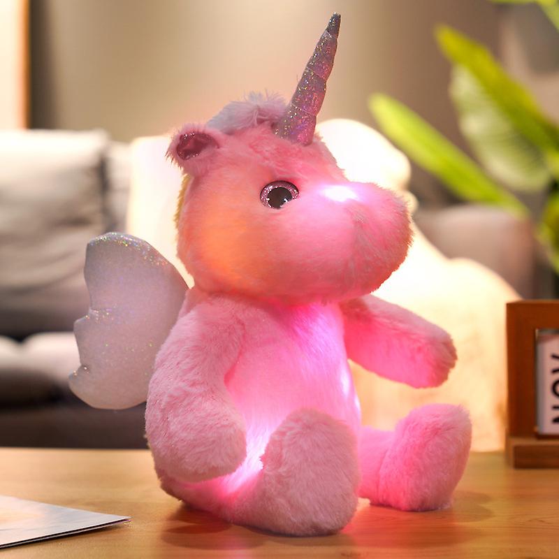Luminous Unicorn Plush Doll Soft Stuffed Hugging Pillow Battery Powered Home Living Room Decoration