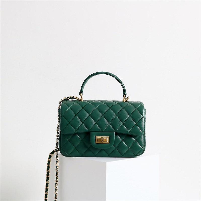 Ladies Women Leather Handbag Portable Diamond Pattern Tide All-matching Sheepskin Textured Bag