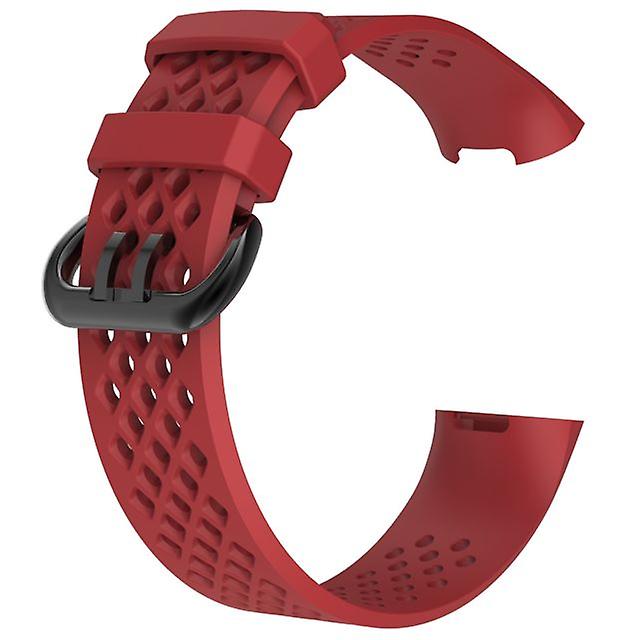 Bracelet en silicone souple de remplacement pour fitbit charge 3 (6.5-9inch) - Rouge