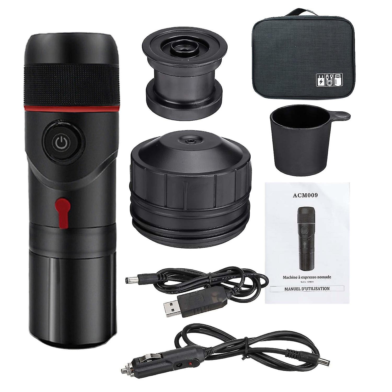 Machine à café portable 12V 220V, pour voiture Voyage Voyage Chauffage Tasse à café 3 en 1 Multi-fonction Espre