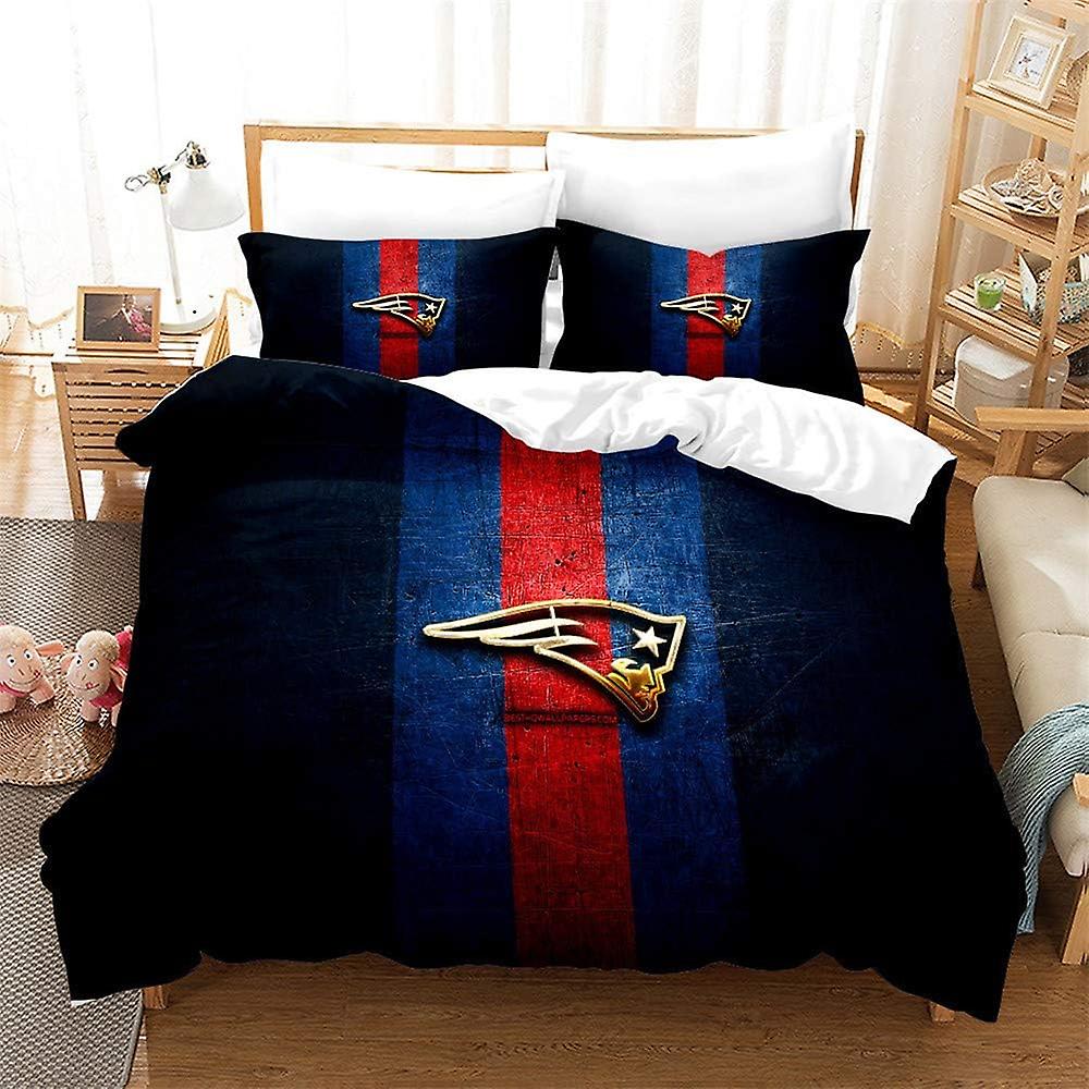 Bedding Set, Thread Density 200, Cotton Satin, Duvet Cover Single Size Double Size and Two Pillowcases, Anti-mite,NFL Team,football Pattern 07)
