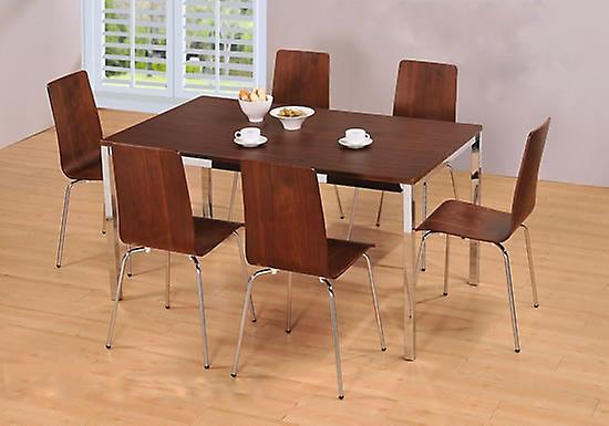 Lingham Rectangular Walnut Chrome Set