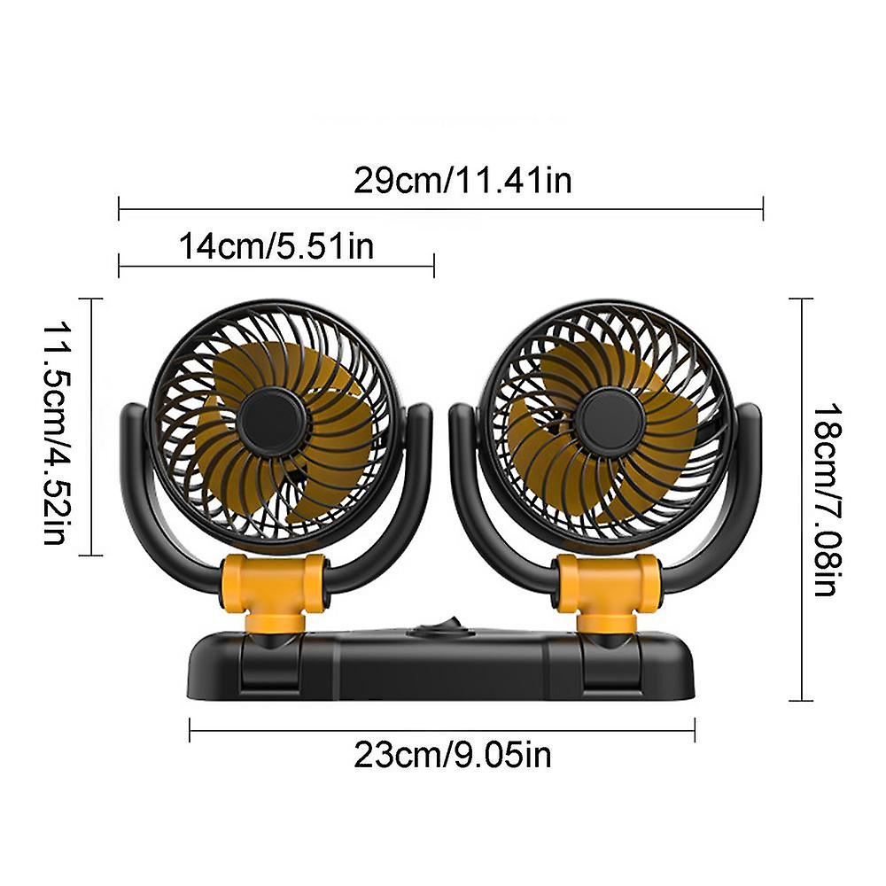 Electric Car Fans With 360 Degree Rotate 12V/24V Vehicle Dashboard Cooler Dual Head Car Fan Auto Electrical Appliances