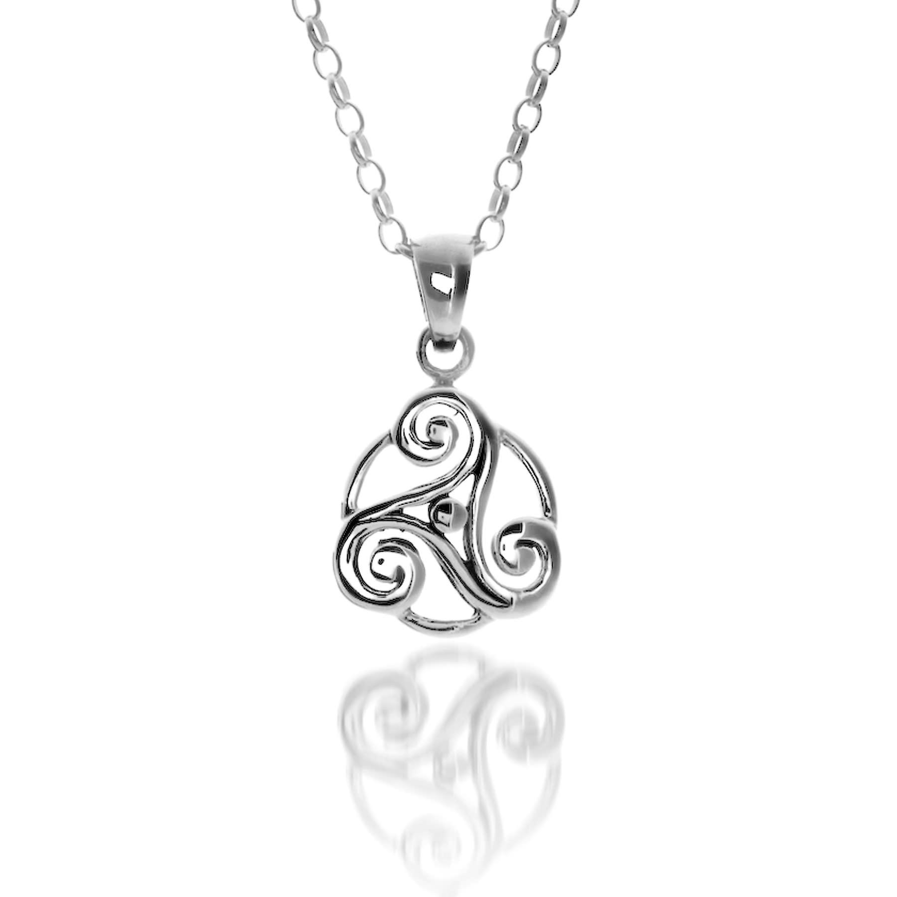 Sterling Silver Pendant Necklace - Celtic Trinitysk + Circle O x id