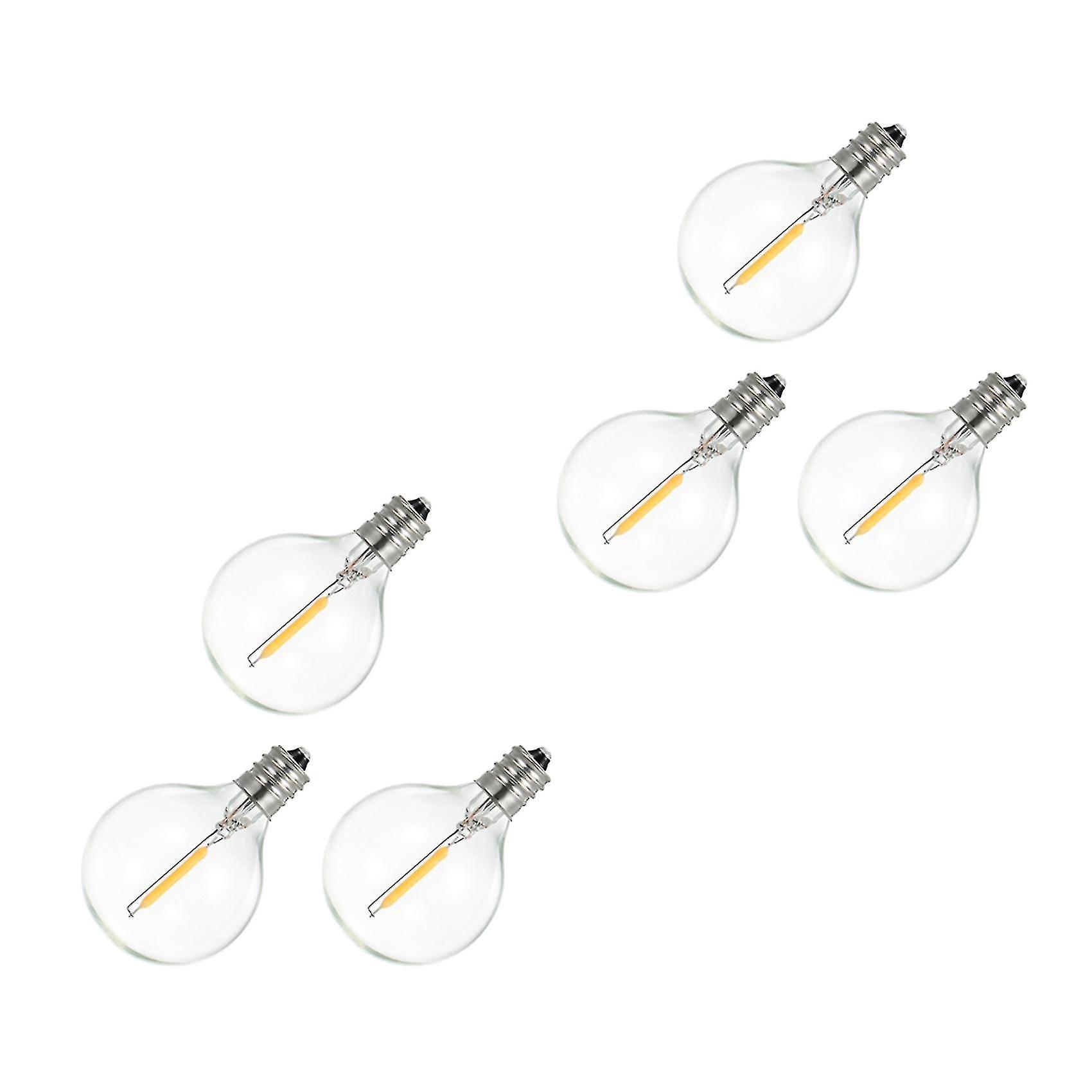 6pcs G40 Led Replacement Bulbs, E12 Spiral Base Shatterproof Led Ball Bulbs For Solar String