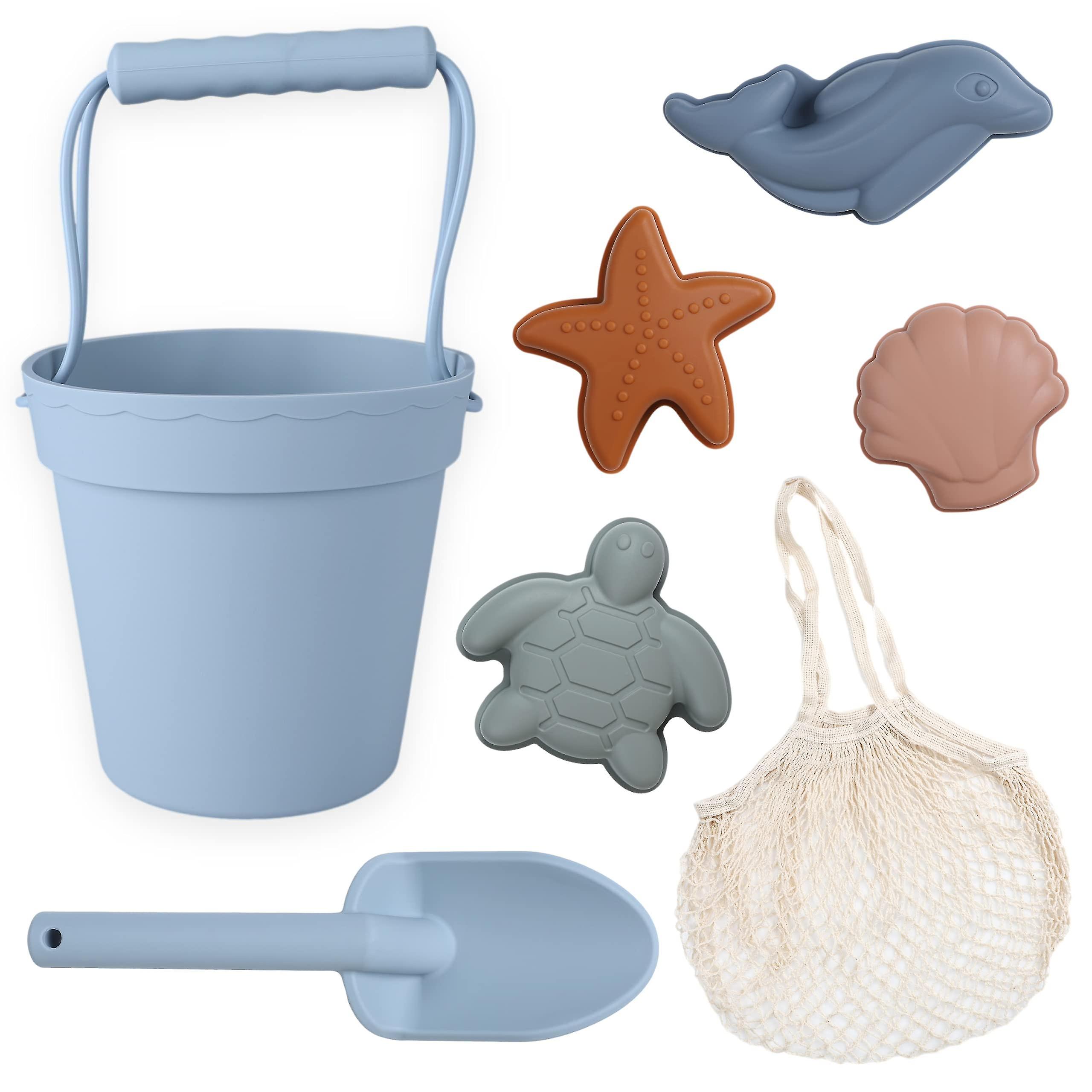 Silicone Beach Toys - Modern Baby Travel-Friendly Beach Toy Set | Silicone Bucket, Shovel, Beach Bag Toddler Sand Toy