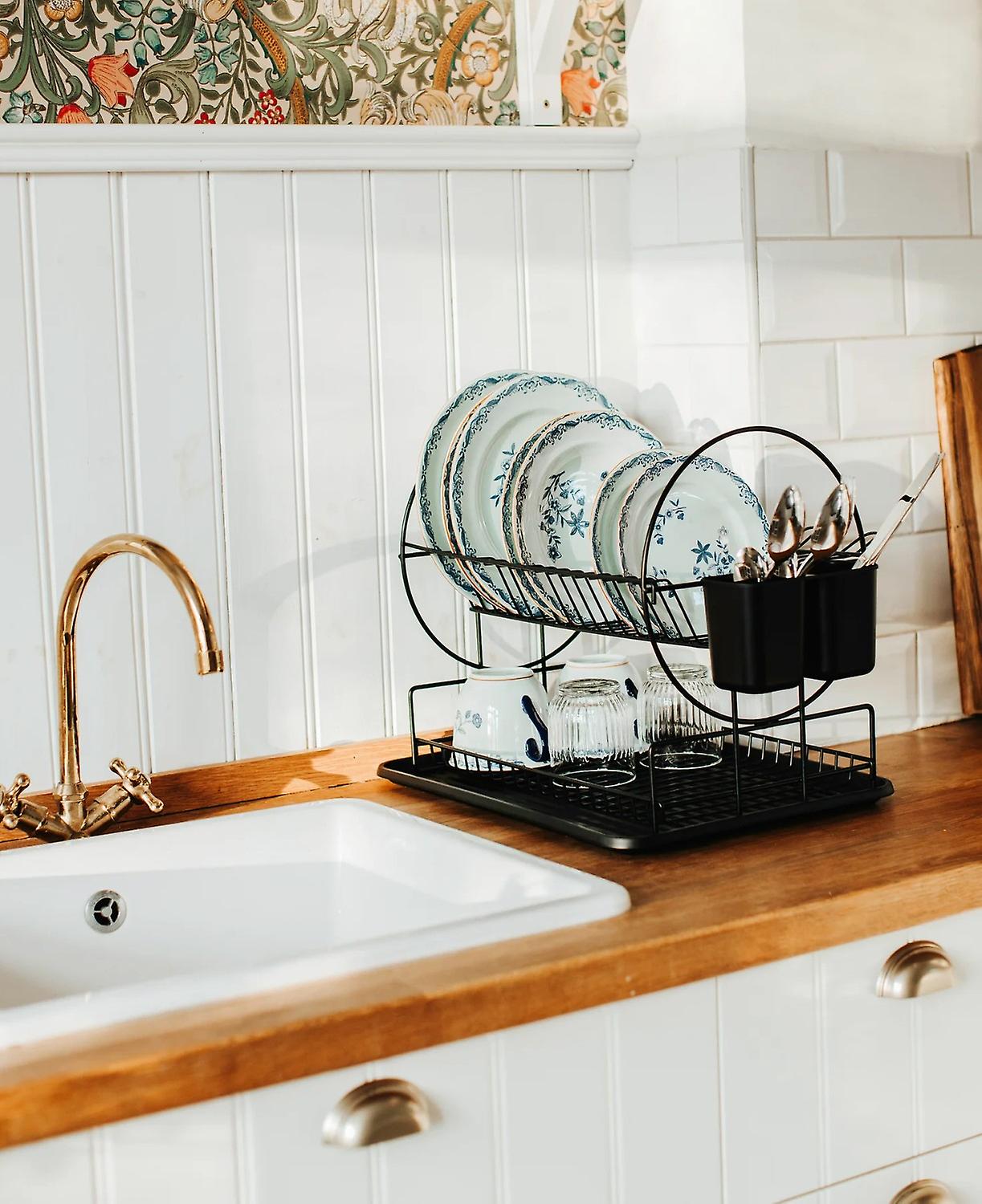 Opvaskestativ Disa Sort 2 niveau dør 