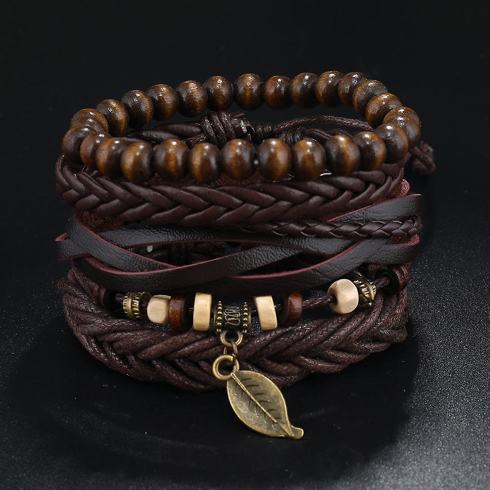 Fashion Bracelet Viking Bracelet For Men Hand Bracelets Woven Skull Hand Jewelry Adjustable Leather Set Bracelet For Leather
