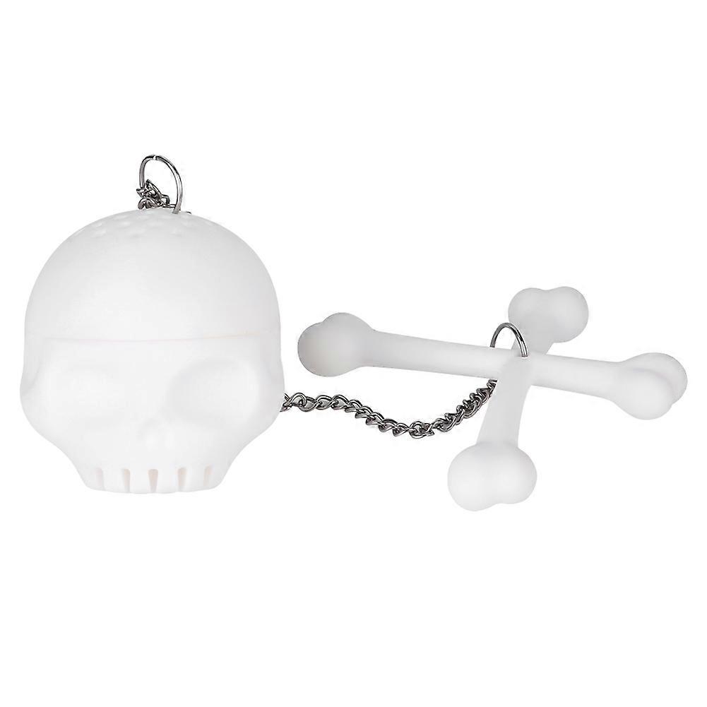 White Simulation Skull Shape Tea Infuser Silicone Tea Leaf Strainer Filter for Home Office