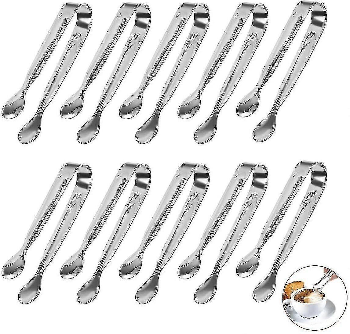 10 stuks roestvrij staal suiker tang set, ijsblok tang compatibel met snoep snoep salade spaghetti serveren tangen in bruiloftsfeest