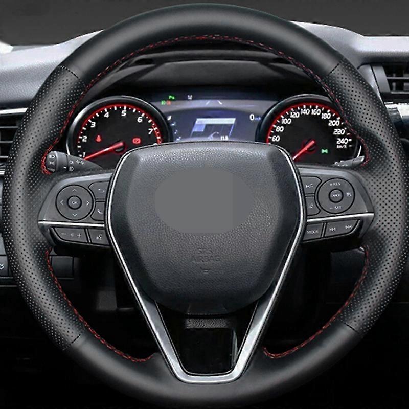 适用于丰田阿瓦隆凯美瑞 2018-2019 卡罗拉 2018-2020 皇冠 2018-2019 RAV4 2019 的高格软仿皮汽车方向盘套