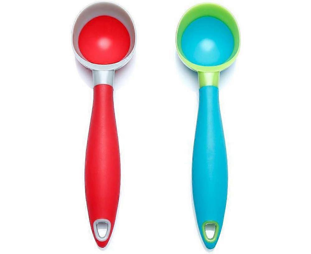 2 Pieces Ice Cream Scoop Plastic Ice Cream Scoop Nonstick Scoop with Comfortable Handle for Ice Cream Fruits(Blue, Red)