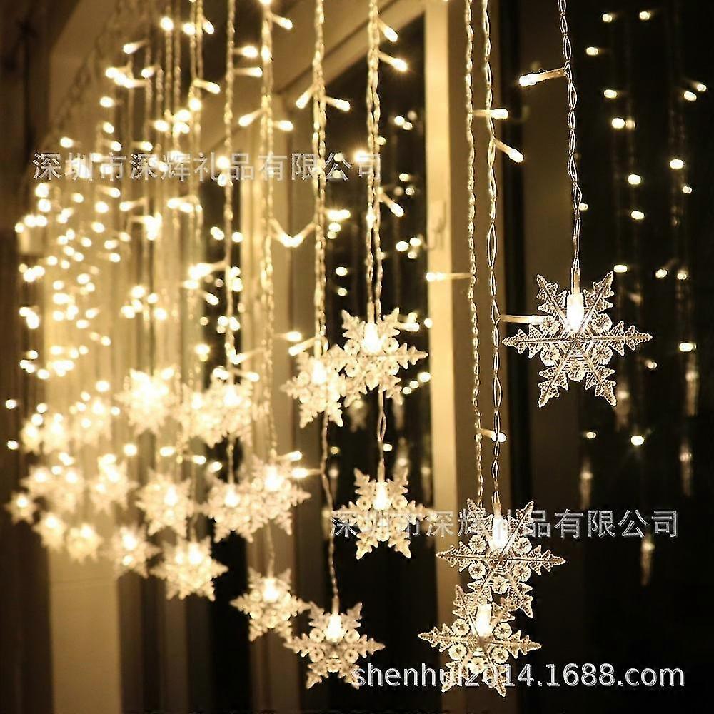 Jianghuo 3M Led Snowflake Garland Light Up Snowflake Curtain Fairy Light Novoročné vianočné ozdoby pre domácu obývaciu izbu 16Led
