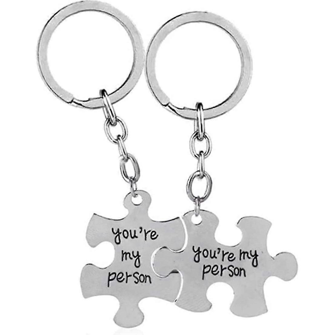 3 Pairs Of People With You As My Character, Letter Puzzle, Keychain, Couple Puzzle, Keychain Suit, Silver