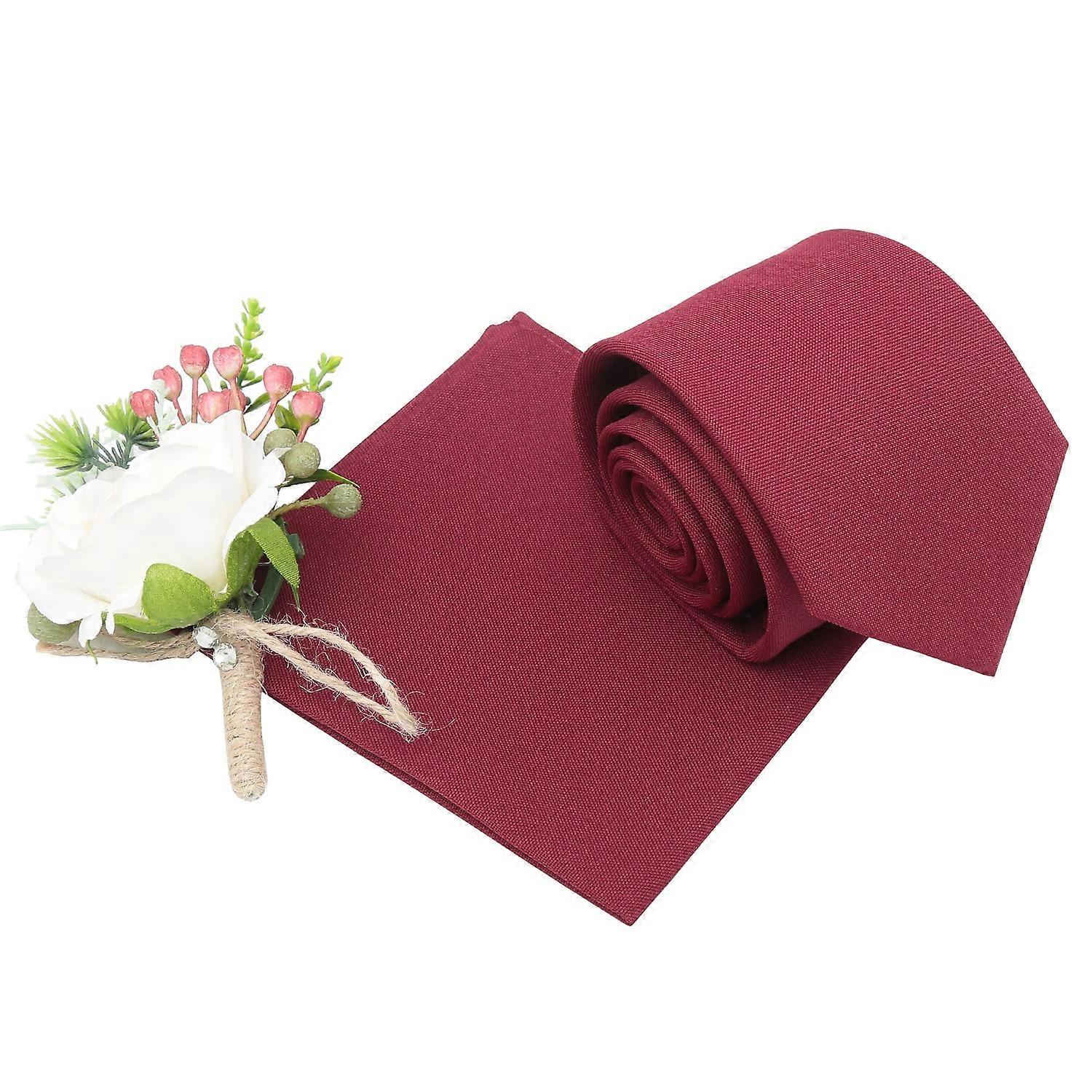 Burgundy Plain Matte Tie And Pocket Square Set