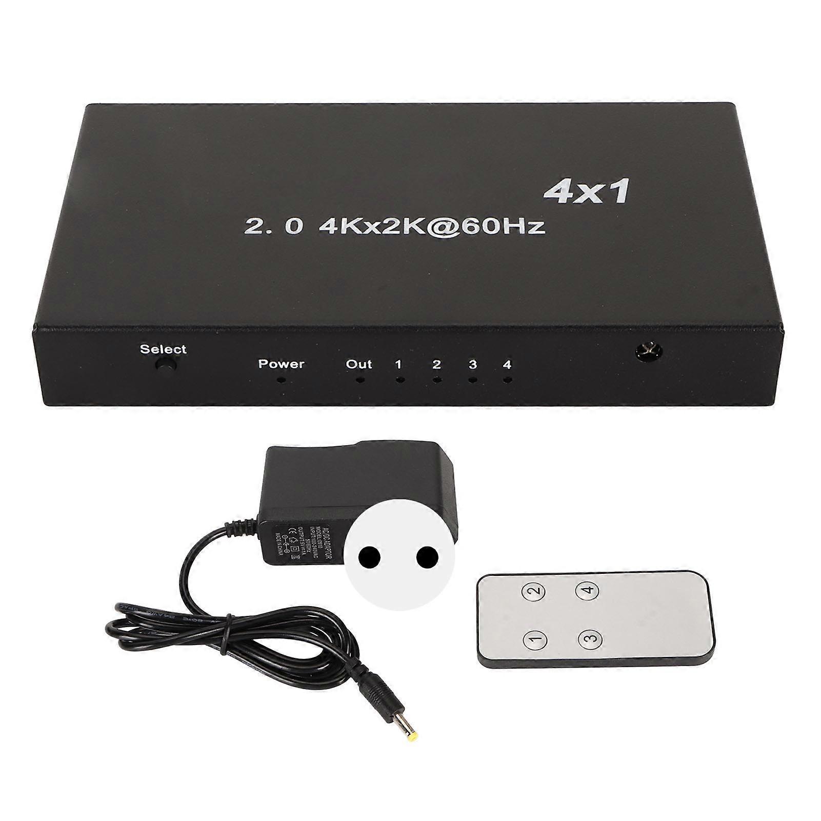 4K HD Multimedia Interface Switcher Professioneller Plug-and-Play-Eisengehäuse Unterstützt 3D 4x1 HD Multimedia Interface Switcher Selector EU-Stecker