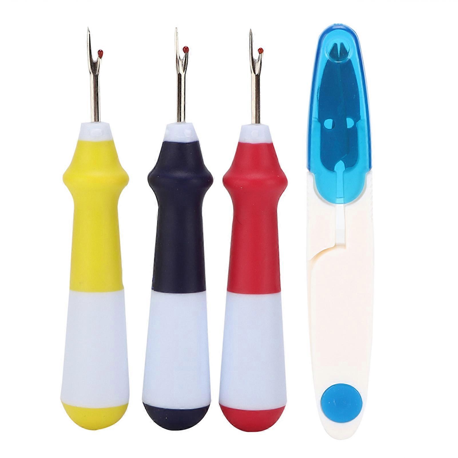3 stk sømripper fargerik slitesterk rustfri ergonomisk praktisk håndtak trådfjerner for sybroderi quilting