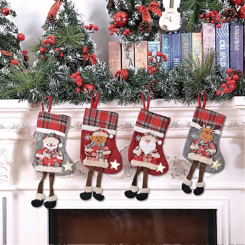 Nirvana Medias de Navidad 4PCS Medias de Navidad Botas de Navidad Medias Colgantes Calcetines Medias de Navidad Medias de Navidad Bolsa de Regalo Colgantes