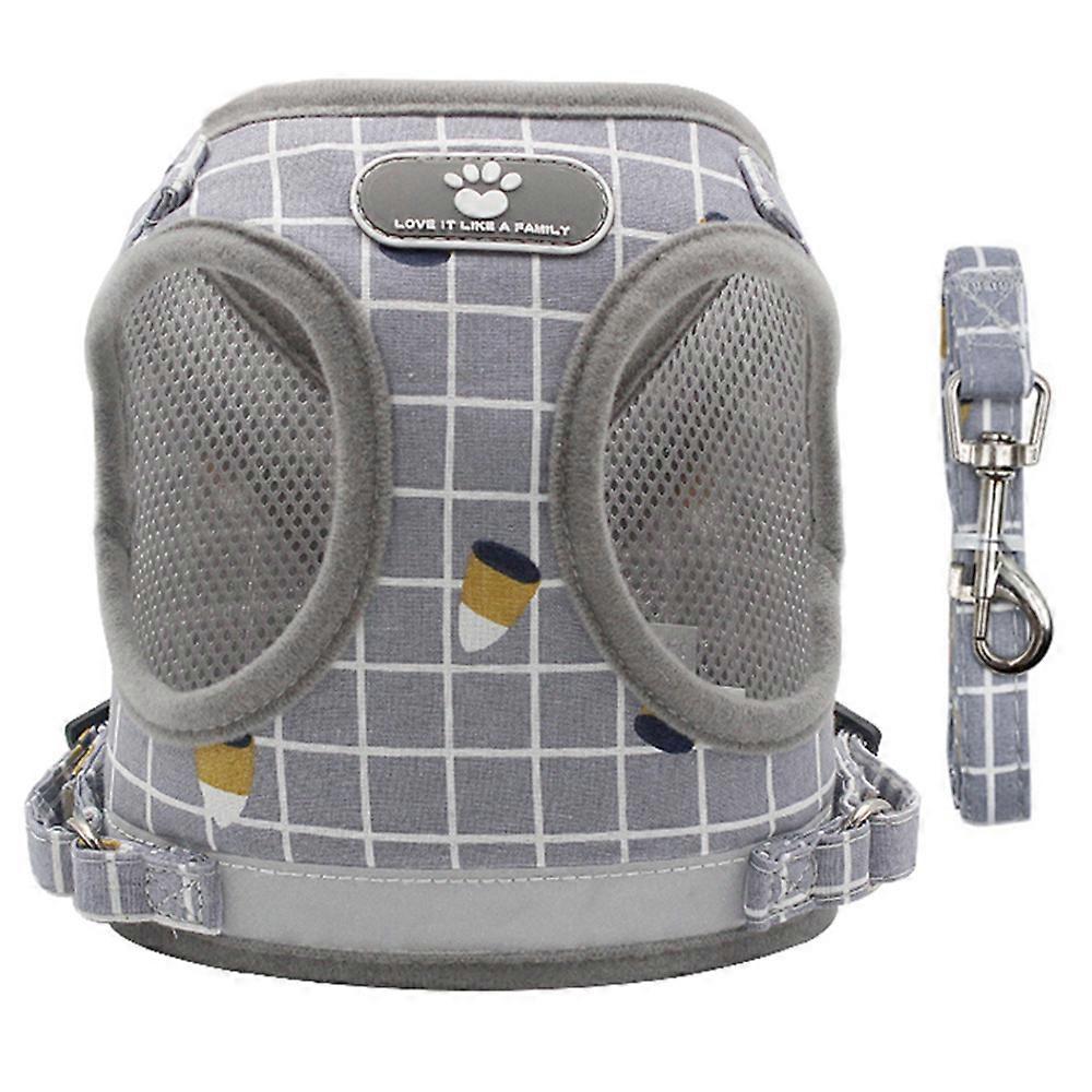 Soft Mesh No Pull Cat Harness for Walking, Escape Proof Kitten Vest Harnesses(XS,Grid-Grey)