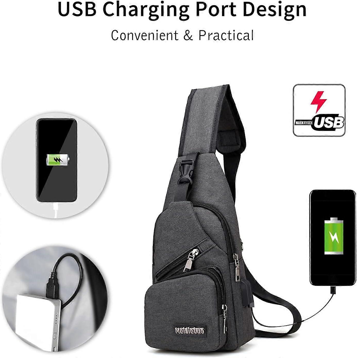 Unisex Chest Bag One Shoulder 2026.Unisex Chest Bag Shoulder Bag Men's Women's Messenger Bag with USB ...